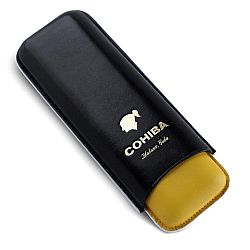 Πουροθήκη Cohiba Δύο Θέσεων Από Δέρμα Black & Yellow