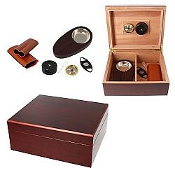 Υγραντήρας Germanus 40 Πούρων Καφέ - Giftset με Κόφτη Πουροθήκη και Σταχτοδοχείο