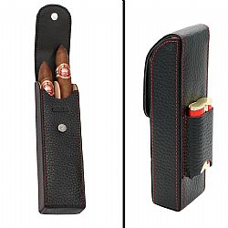 Πουροθήκη Adorini Black & Red με Τσεπάκι για Αναπτήρα και Ισπανικό Κέδρο Για 1-2 Πούρα 