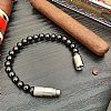 Βραχιόλι με Punch 7mm Les Fines Lames Stainless Steel Onyx (8mm Χάντρες) Large