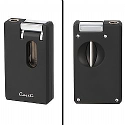 Μεταλλικός Αναπτήρας Caseti Με Φλόγα Jet V-Cut και Punch (Black)