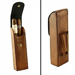 Πουροθήκη Adorini Vintage Brown με Τσεπάκι για Αναπτήρα και Ισπανικό Κέδρο Για 1-2 Πούρα 
